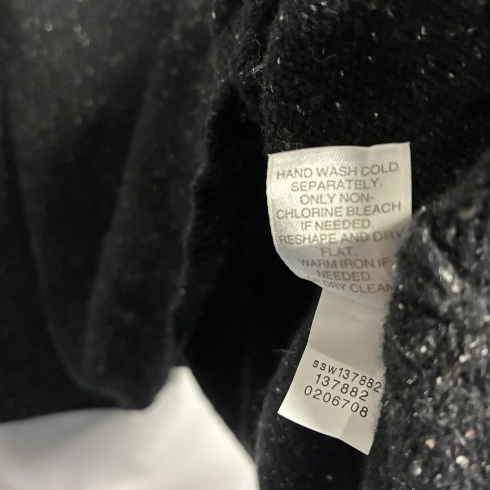 J Jill Sweater Medium Petite Black Fleck Cotton Silk Blend Side‎ Tie Casual Cozy